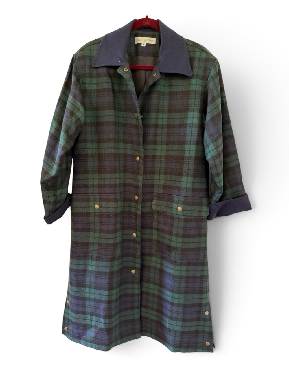 Vintage Mark, Fore, & Strike Green Plaid Button-Front Women's Coat SzM